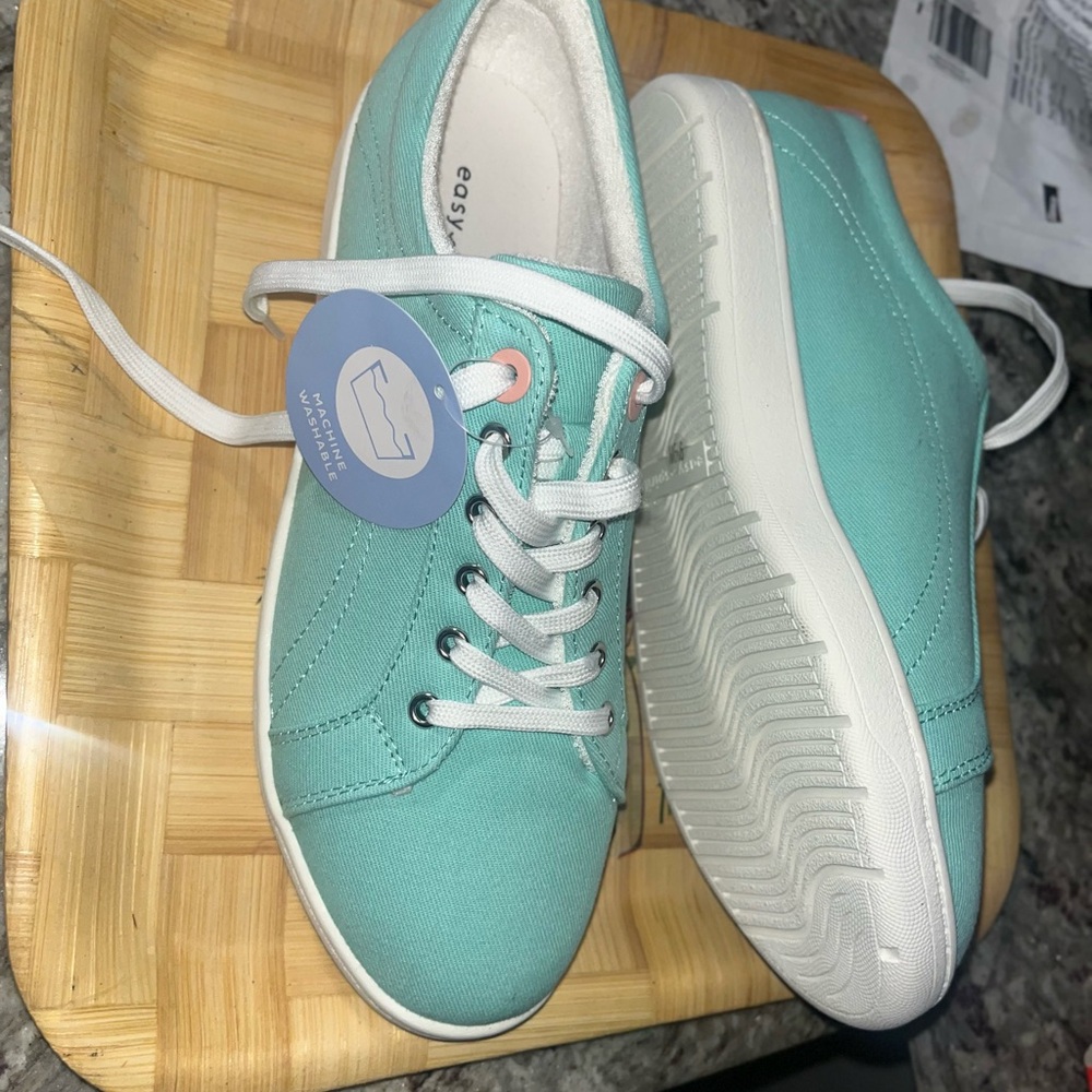 Teal Canvas Sneakers with White Soles